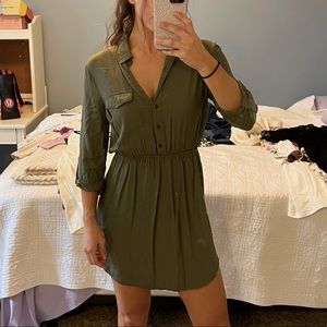 Dark green button up dress